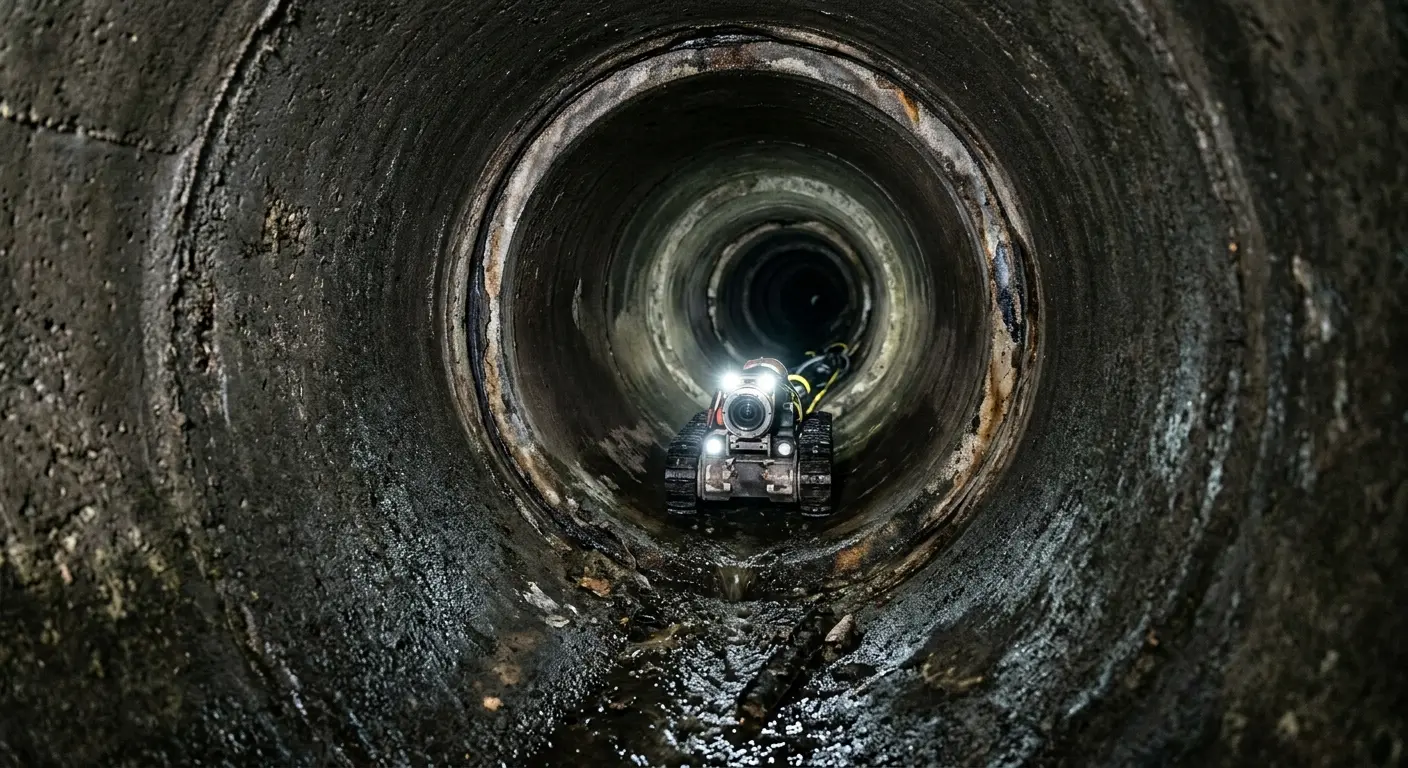 Robotic sewer camera inspecting pipe interior for Sewer Line Cleaning in Glenwood